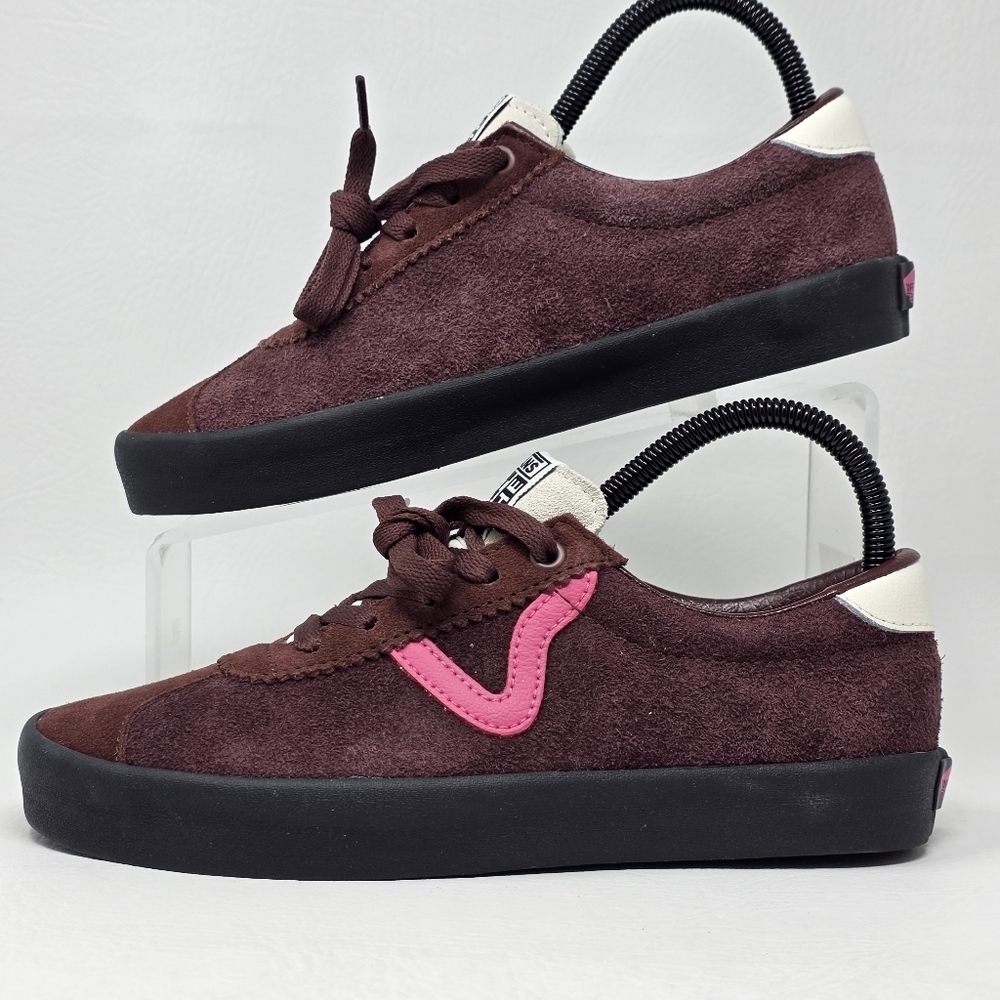 Vans Sport Low Burgundy Brown Pink VF 508357 Mens Size 7 Womens 8.5 Leather New - Picture 3 of 10